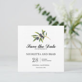 Waterverf Olive Tree Branch | Datum opslaan Save The Date (Staand voorkant)