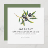 Waterverf Olive Tree Branch | Datum opslaan Save The Date (Voorkant / Achterkant)