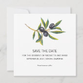 Waterverf Olive Tree Branch | Datum opslaan Save The Date (Voorkant)