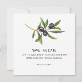 Waterverf Olive Tree Branch | Datum opslaan Save The Date