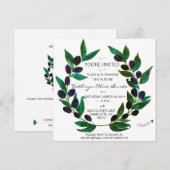 Waterverf Olive Wreate Bridal Shower Invitation Kaart (Voorkant / Achterkant)