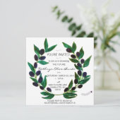 Waterverf Olive Wreate Bridal Shower Invitation Kaart (Staand voorkant)