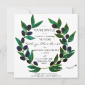 Waterverf Olive Wreate Bridal Shower Invitation Kaart (Voorkant)