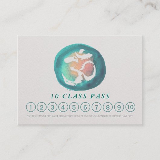 Waterverf om Sign YOGA 10-klassetoewijzing Klantenkaartje (Voorkant)