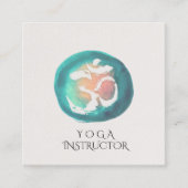 Waterverf Om Symbol Yoga Meditation Instructor Vierkante Visitekaartje (Voorkant)