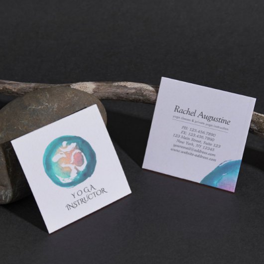 Waterverf Om Symbol Yoga Meditation Instructor Vierkante Visitekaartje