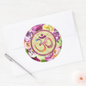 Waterverf OM-symbool met bloemen Ronde Sticker (Envelop)