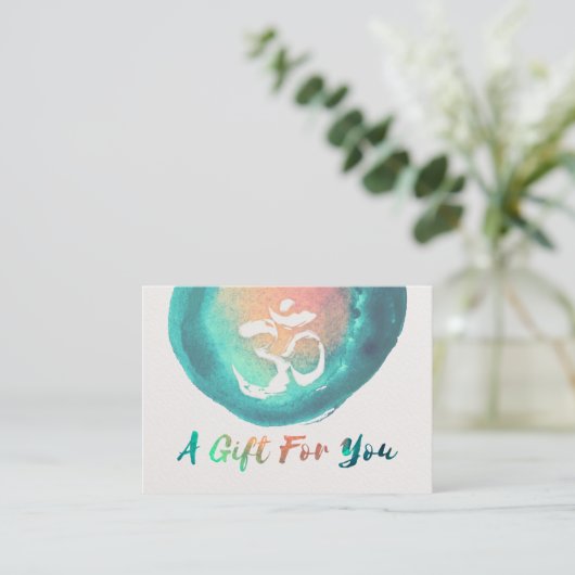 Waterverf OM YOGA Instructor Cadeaubon Kortingskaartje (Staand voorkant)
