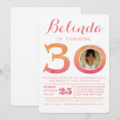 Waterverf Ombre 30e verjaardagsfeest foto uitnodig Kaart (Voorkant / Achterkant)