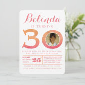 Waterverf Ombre 30th Birthday Party Photo Invite Kaart (Staand voorkant)