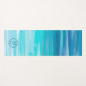 Waterverf Ombre Abstracte marine Blue Aqua Monogra Yogamat (Voorkant (horizontaal))