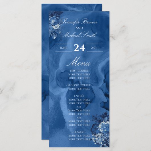 Waterverf Ombre Blue floral Chic Elegant Programmakaart (Voorkant / Achterkant)