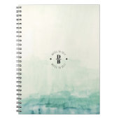 Waterverf Ombre Blue Monogram Notities voor zichze Notitieboek (Voorkant)