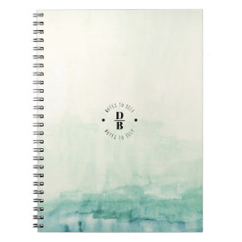 Waterverf Ombre Blue Monogram Notities voor zichze Notitieboek