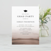 Waterverf Ombre Brown Modern Graduation Party