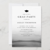 Waterverf Ombre Dark Gray Modern Graduation Party Kaart (Voorkant)