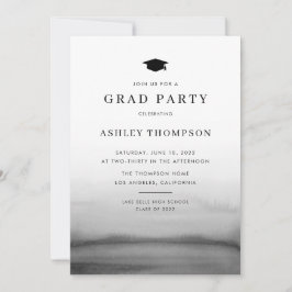 Waterverf Ombre Dark Gray Modern Graduation Party Kaart