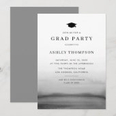 Waterverf Ombre Dark Gray Modern Graduation Party Kaart (Voorkant / Achterkant)