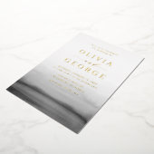 Waterverf Ombre Dark Gray Modern Wedding Folie Uitnodiging (Gedraaid)