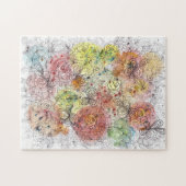 Waterverf Ombre en Ink Floral Doodle Artwork Legpuzzel (Horizontaal)