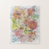Waterverf Ombre en Ink Floral Doodle Artwork Legpuzzel (Verticaal)