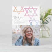 Waterverf Ombré Foto Bat Mitzvah Hartelijk dank Kaart (Staand voorkant)