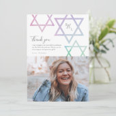 Waterverf Ombré Foto Bat Mitzvah Hartelijk dank Kaart (Staand voorkant)