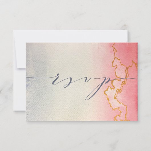 Waterverf Ombre Goud Marmer | RSVP Kaart (Achterkant)