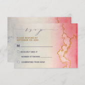 Waterverf Ombre Goud Marmer | RSVP Kaart (Voorkant / Achterkant)