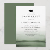 Waterverf Ombre Green Modern Graduation Party Kaart (Voorkant / Achterkant)