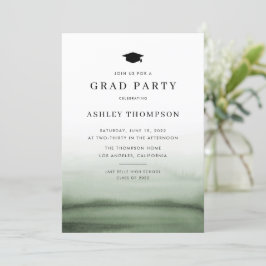 Waterverf Ombre Green Modern Graduation Party Kaart