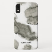Waterverf Ombre Marble Monogram zwart-wit Case-Mate iPhone Case (Achterkant)