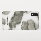 Waterverf Ombre Marble Monogram zwart-wit Case-Mate iPhone Case (Achterkant (horizontaal))
