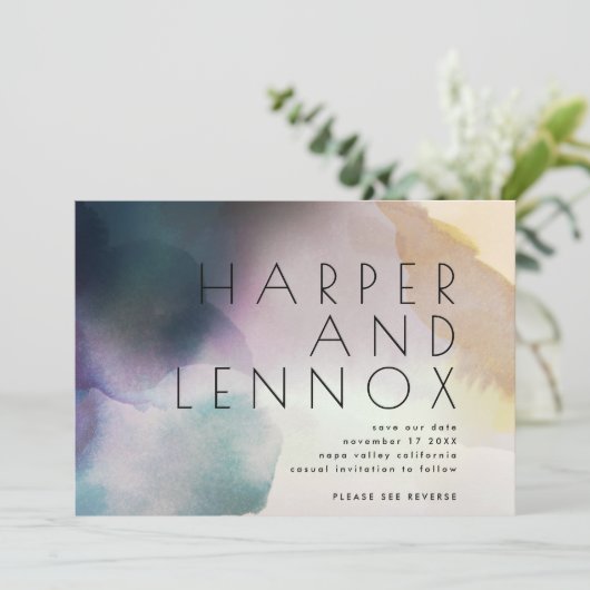 Waterverf Ombre Modern QR Code sparen de Datum Kaart (Staand voorkant)