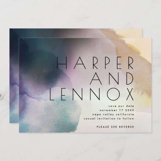 Waterverf Ombre Modern QR Code sparen de Datum Kaart (Voorkant / Achterkant)