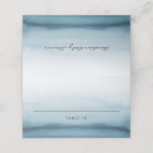Waterverf Ombre Navy Blue Minimalist Wedding Plaatskaartje (Buitenkant ongevouwen)