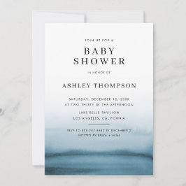 Waterverf Ombre Navy Blue Modern Baby shower Kaart
