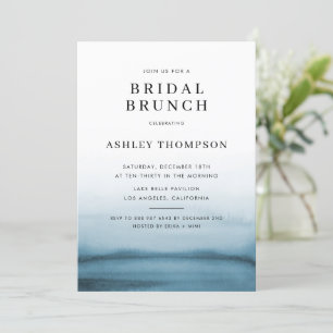 Waterverf Ombre Navy Blue Modern Bridal Brunch Kaart
