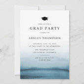 Waterverf Ombre Navy Blue Modern Graduation Party Kaart (Voorkant)