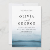 Waterverf Ombre Navy Blue Modern Wedding Kaart (Voorkant)