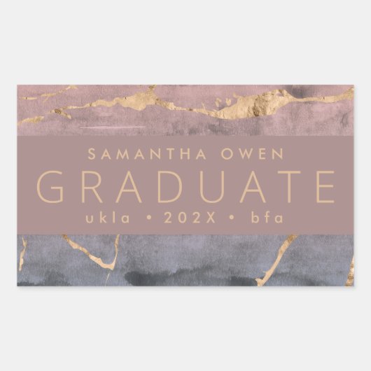 waterverf ombre oasis modern golden foil veert ade rechthoekige sticker (Voorkant)