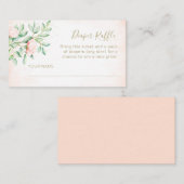 Waterverf Ombre Peach Rozen Diaper Raffle Informatiekaartje (Voorkant / Achterkant)