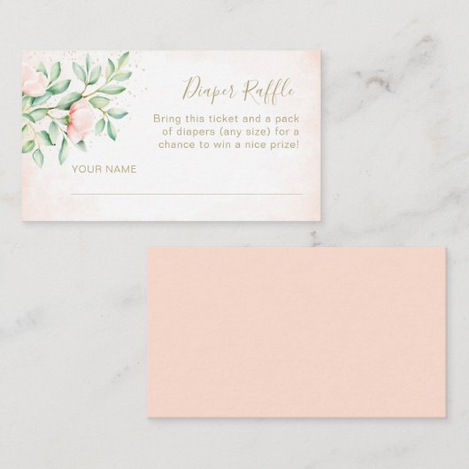 Waterverf Ombre Peach Rozen Diaper Raffle Informatiekaartje (Voorkant / Achterkant)