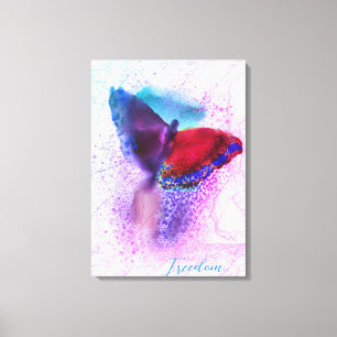 Waterverf Ombre Pink en Paarse Butterfly Canvas Afdruk