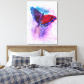 Waterverf Ombre Pink en Paarse Butterfly Canvas Afdruk (Insitu (Slaapkamer))