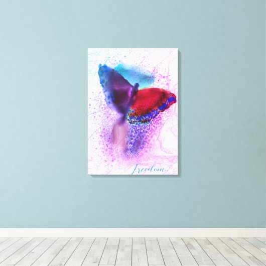 Waterverf Ombre Pink en Paarse Butterfly Canvas Afdruk (Insitu (Houten vloer))