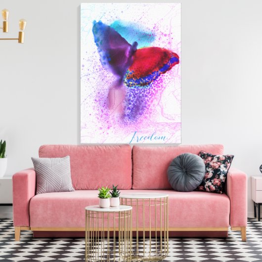 Waterverf Ombre Pink en Paarse Butterfly Canvas Afdruk (Insitu (Woonkamer))