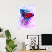 Waterverf Ombre Pink en Paarse Butterfly Poster (Thuiskantoor)