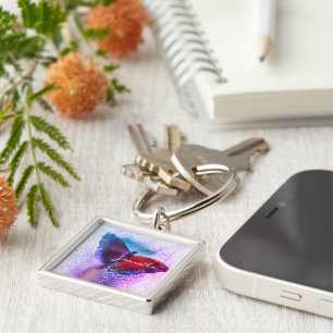 Waterverf Ombre Pink en Paarse Butterfly Sleutelhanger