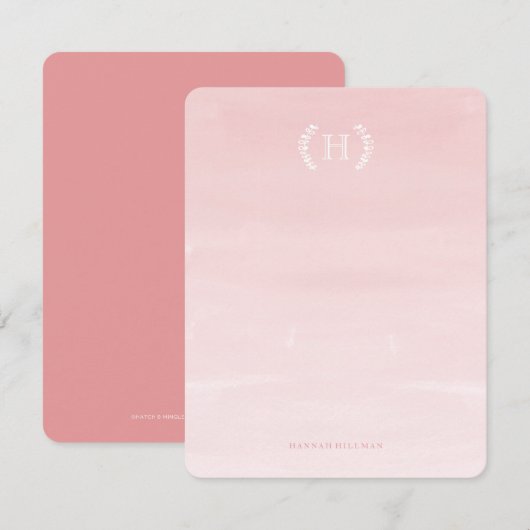 Waterverf Ombre Pink - Persoonlijke artikelen Notitiekaartje (Voorkant / Achterkant)